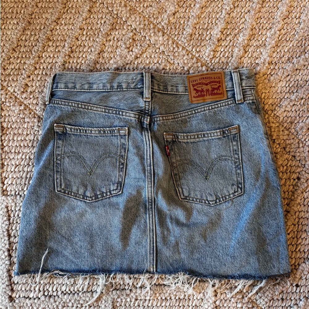 Levi's Blue Denim Mini Skirt with Raw Hem